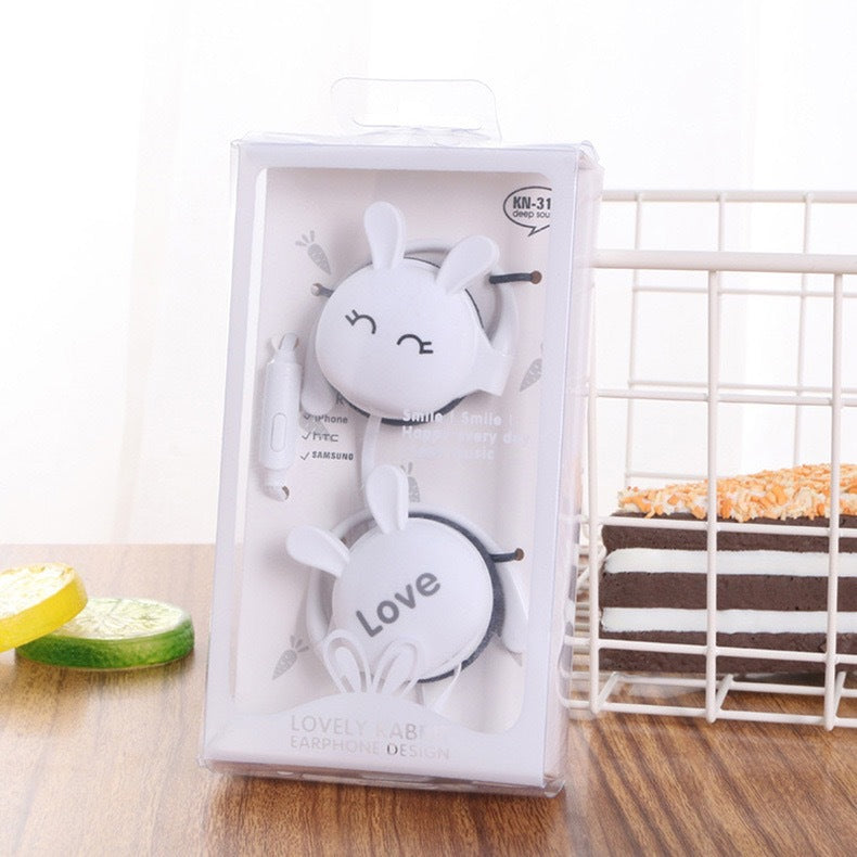 Cartoon Rabbit Earbuds Wired Over Ear Headphones Clip Walking Gym Headset with Microphone Cartoon Rabbit Earbuds Wired Over Ear Headphones Clip Walking Gym Headset with Microphone